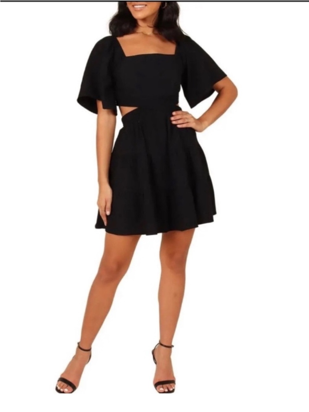 Petal & Pup Jordyn Cutout Black Mini Dress